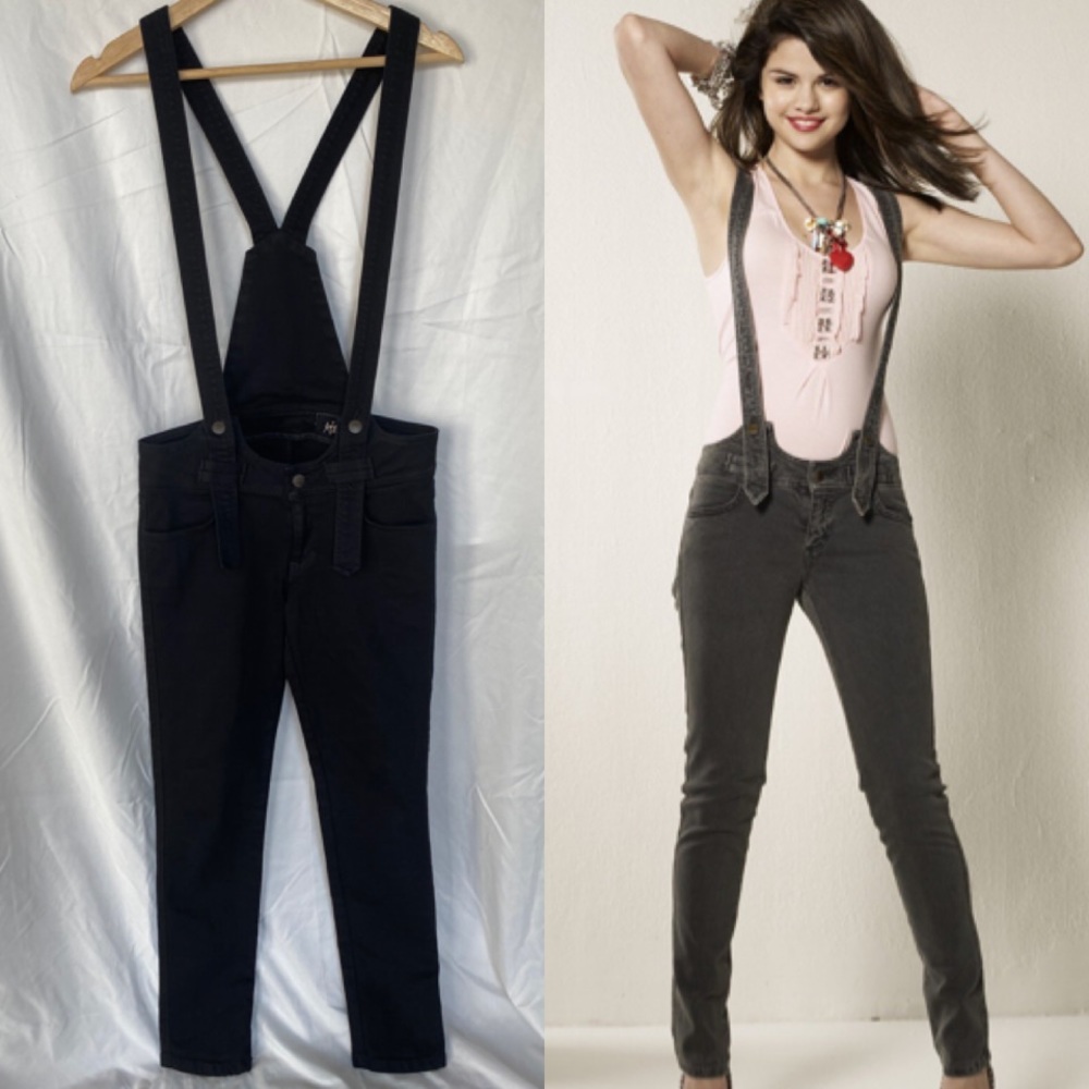 RARE Siwy Suspender Jeans Washed Black Size 28 ASO Selena Gomez ALT Color 2000s